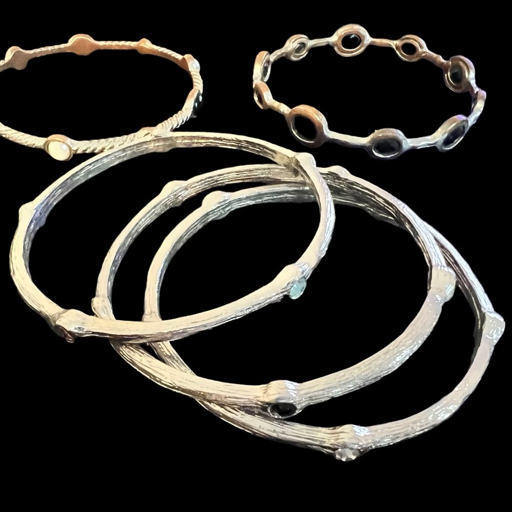 5 Ippolita style silver bangle bracelts